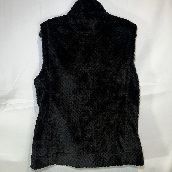 Calvin Klein Vest Womens‎ Large Black Fuzzy Front Zip Sleeveless Cozy Warm Nice - Picture 7 of 7
